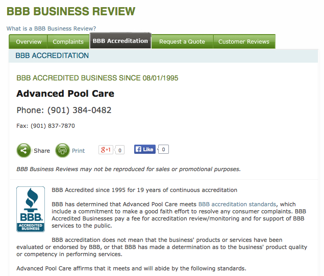 BBB-A+ Pool Business Review