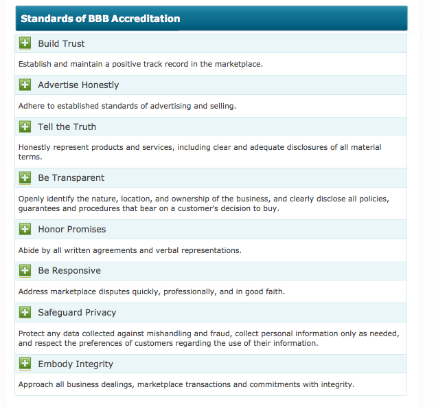BBB-A+ Pool Company Standards